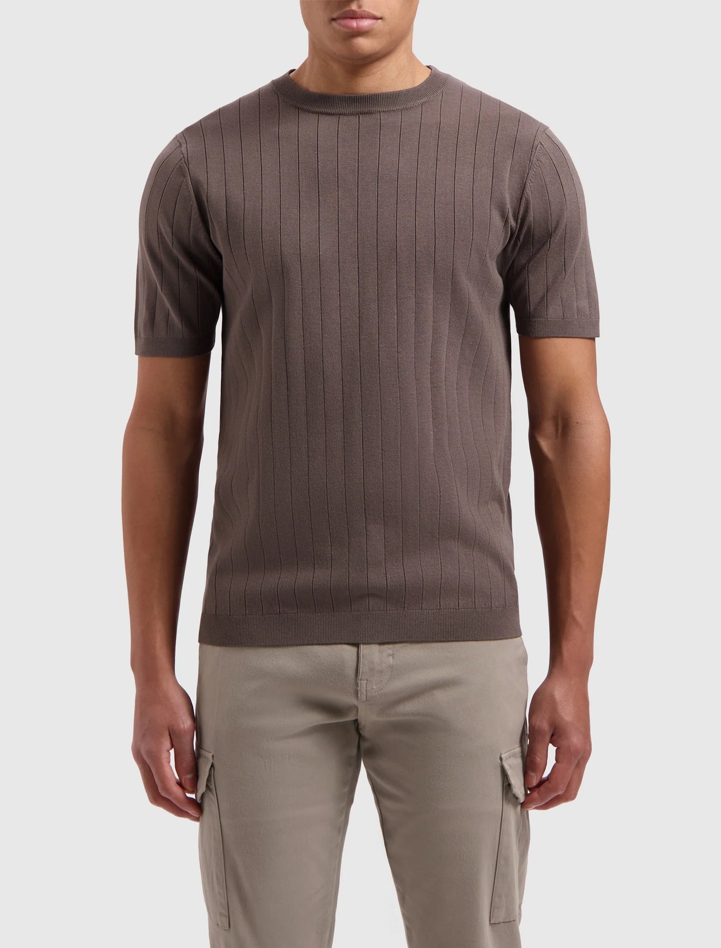 PURE PATH VERTICAL STRIPED KNITWEAR T-SHIRT