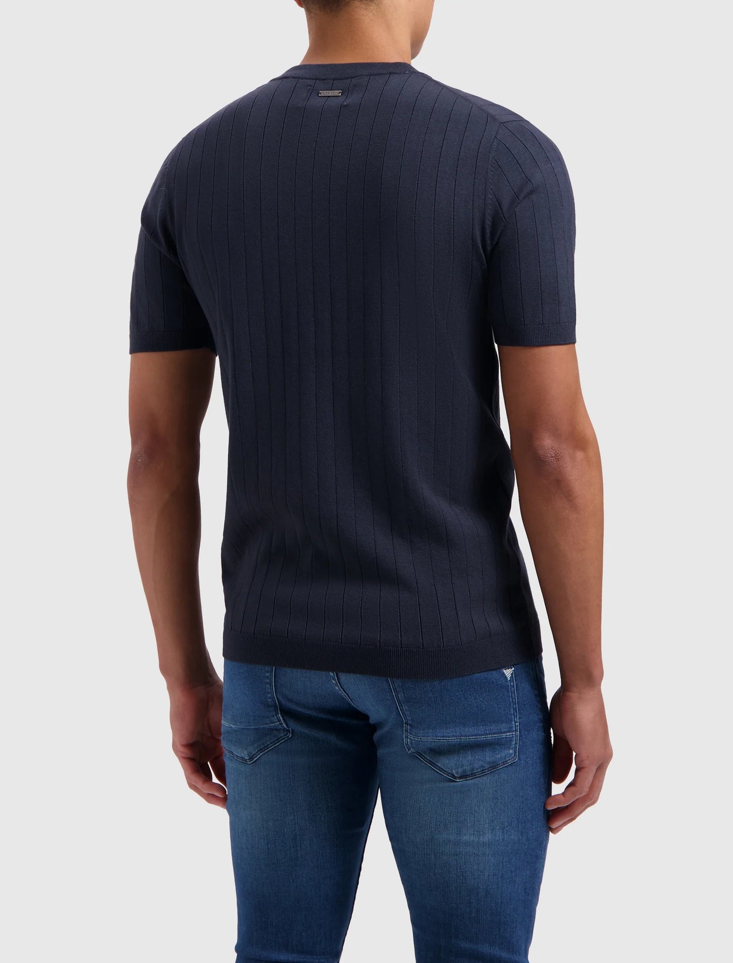 PURE PATH VERTICAL STRIPED KNITWEAR T-SHIRT