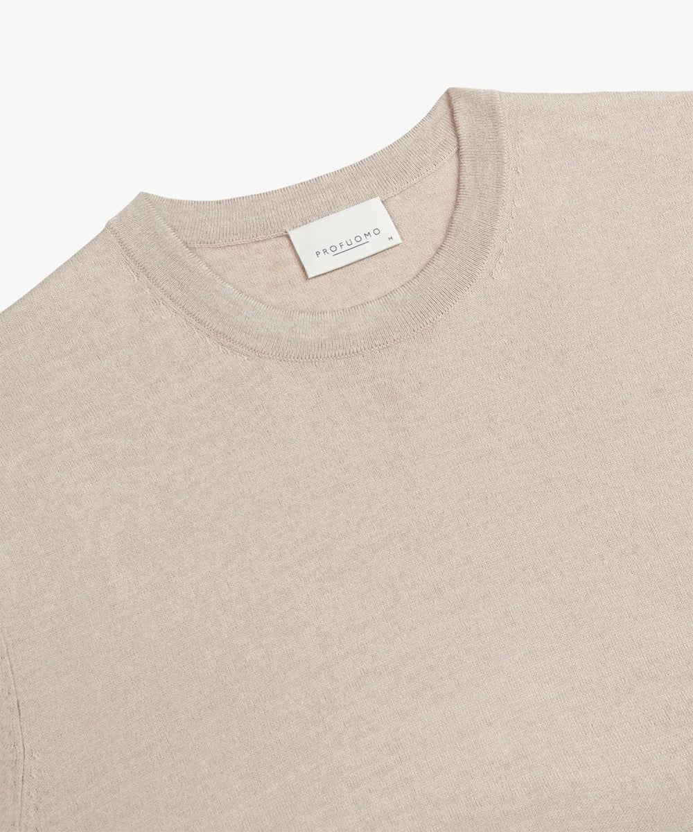 Profuomo beige linnen t-shirt PPVJ10036A