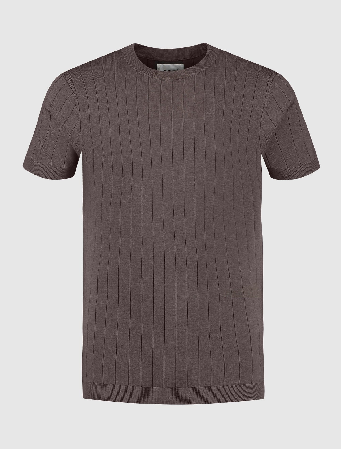 PURE PATH VERTICAL STRIPED KNITWEAR T-SHIRT