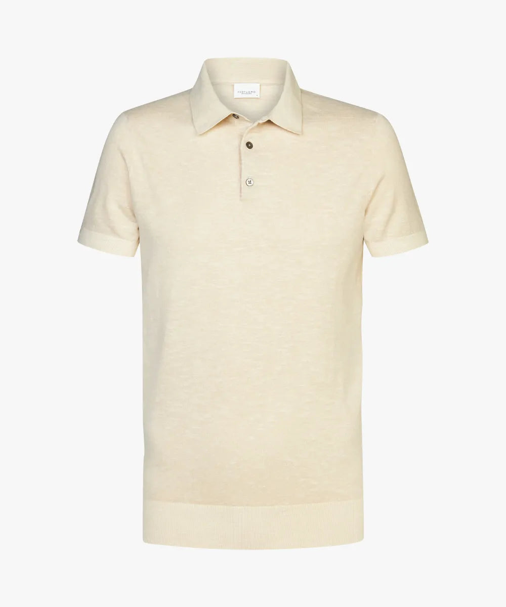 Profuomo off white katoen-linnen polo PPVJ10006A